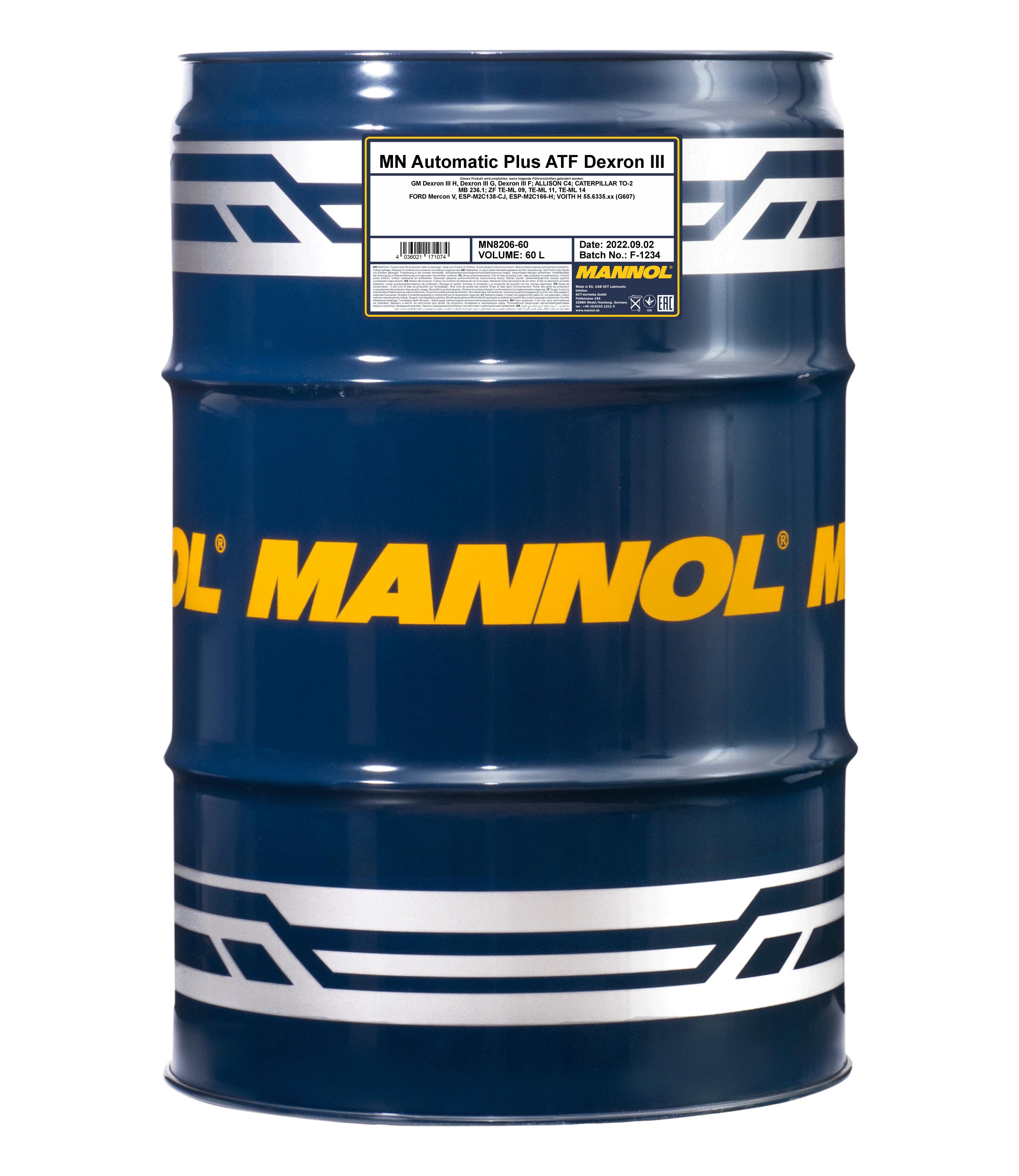 Олива трансмісійна Mannol Automatic Plus ATF Dexron III, 60 л (MN8206-60)